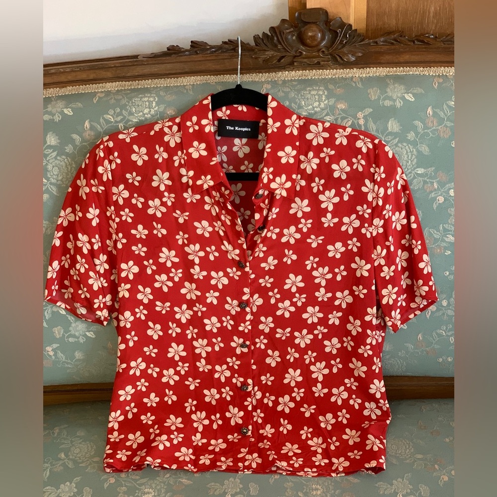 The Kooples Silk Short Sleeve Button Down